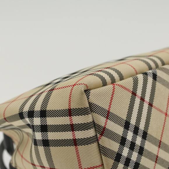 Burberrys Nova Check Blue Label Hand Bag Nylon Beige Auth bs6659 - Picture 14 of 16